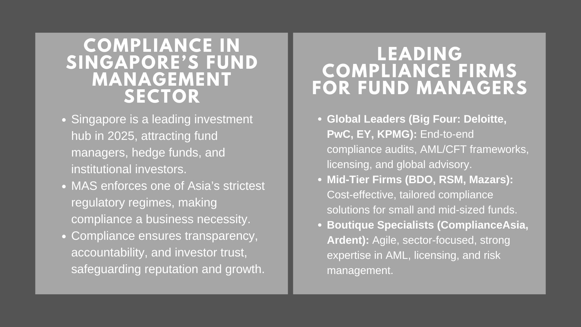 Famous Compliance Firms in Singapore Trusted by Fund Managers