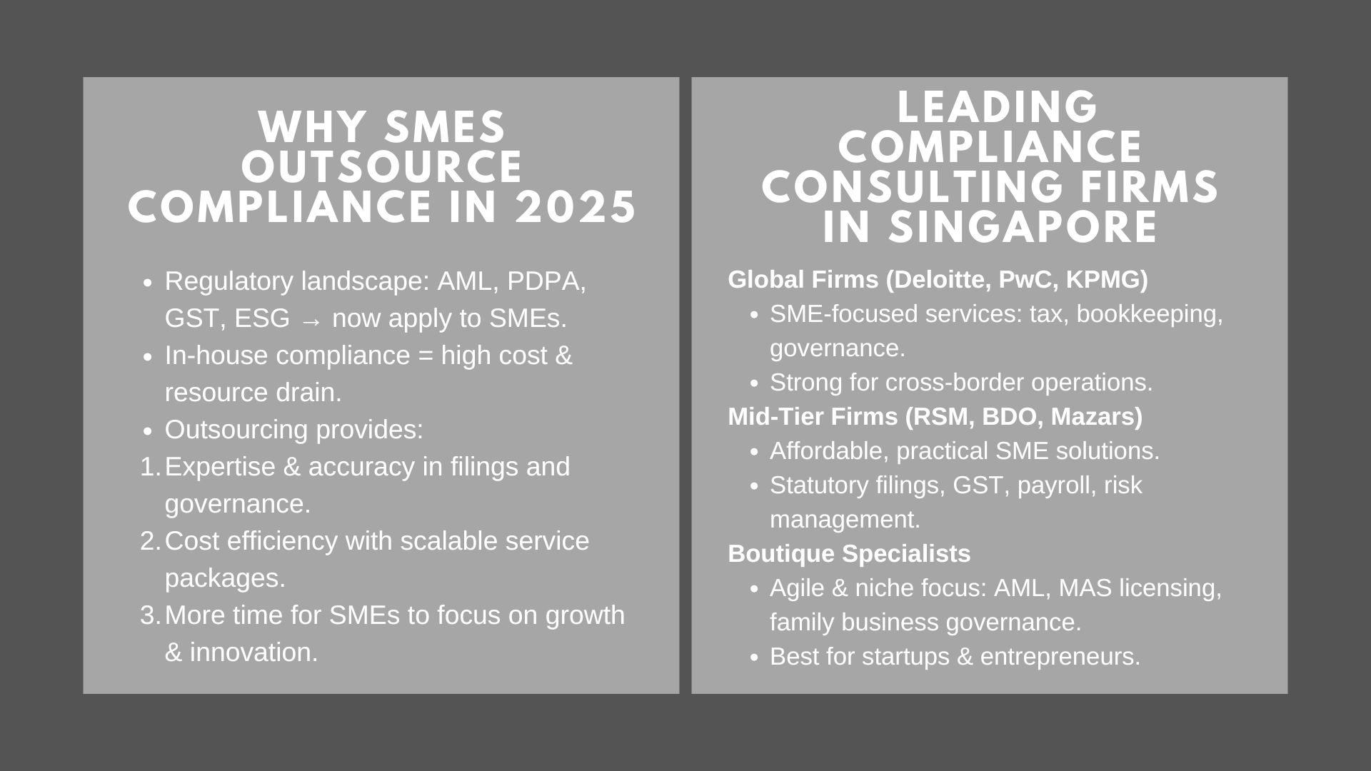 Top Compliance Outsourcing Providers in Singapore for SMEs