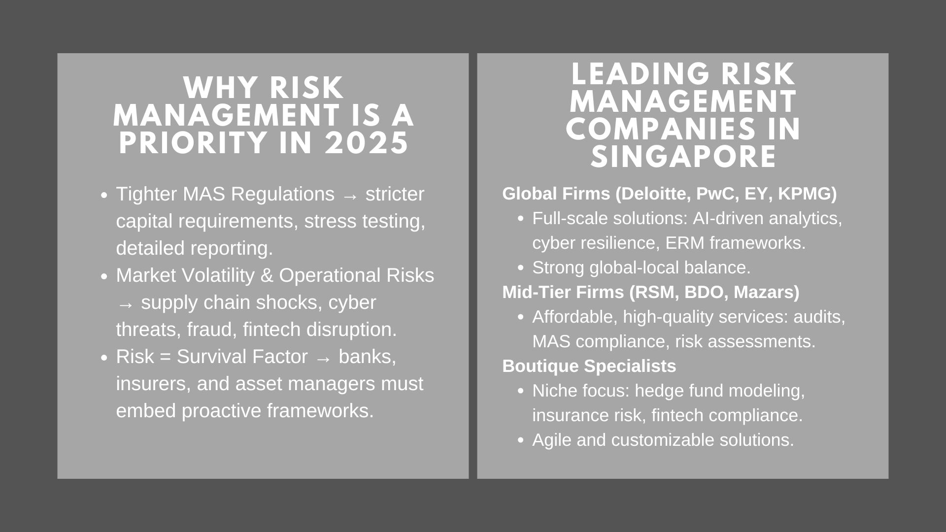 Top Risk Management Companies in Singapore for Financial Institutions