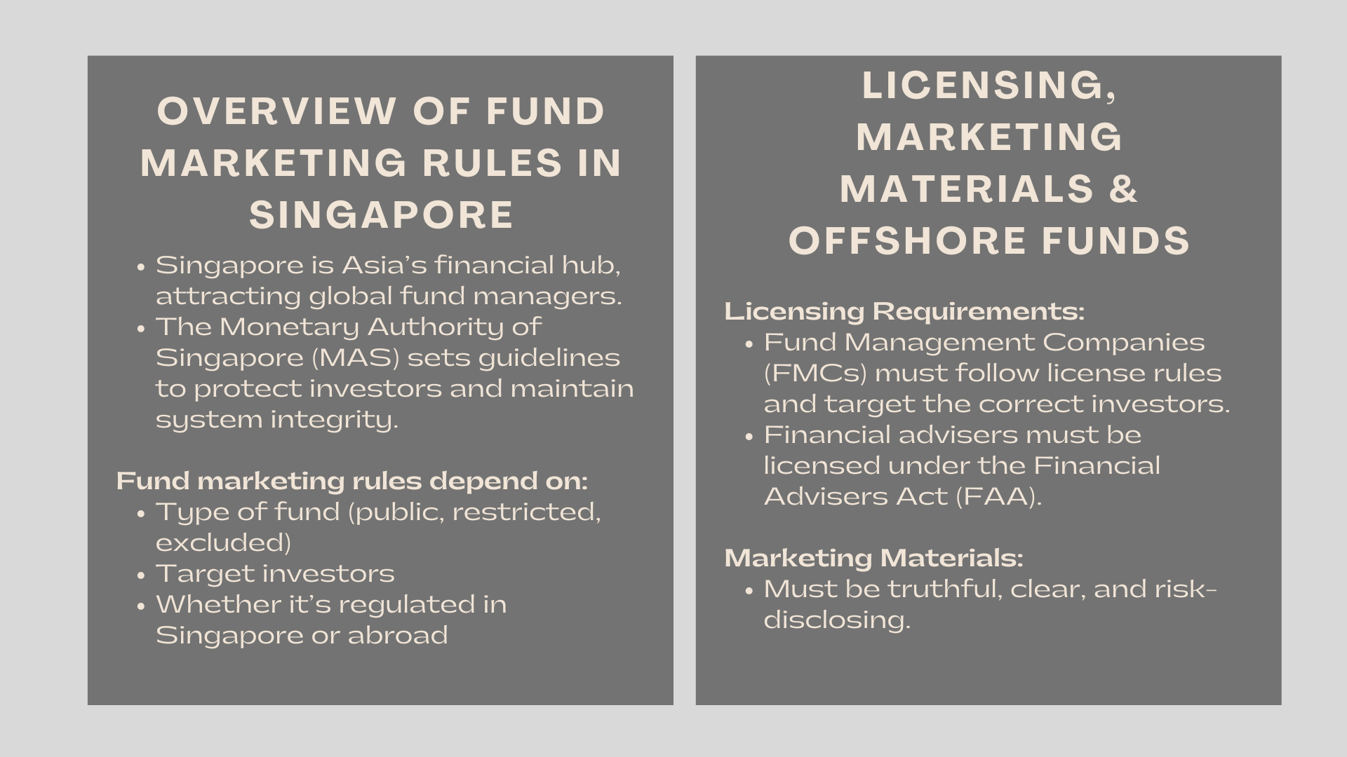 Rules for Marketing Funds in Singapore
