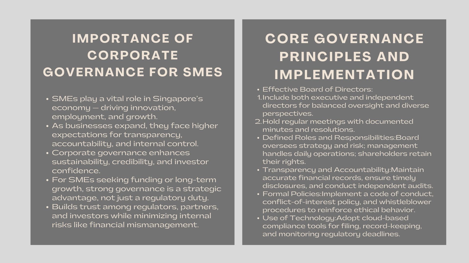 Corporate Governance Best Practices for SMEs in Singapore
