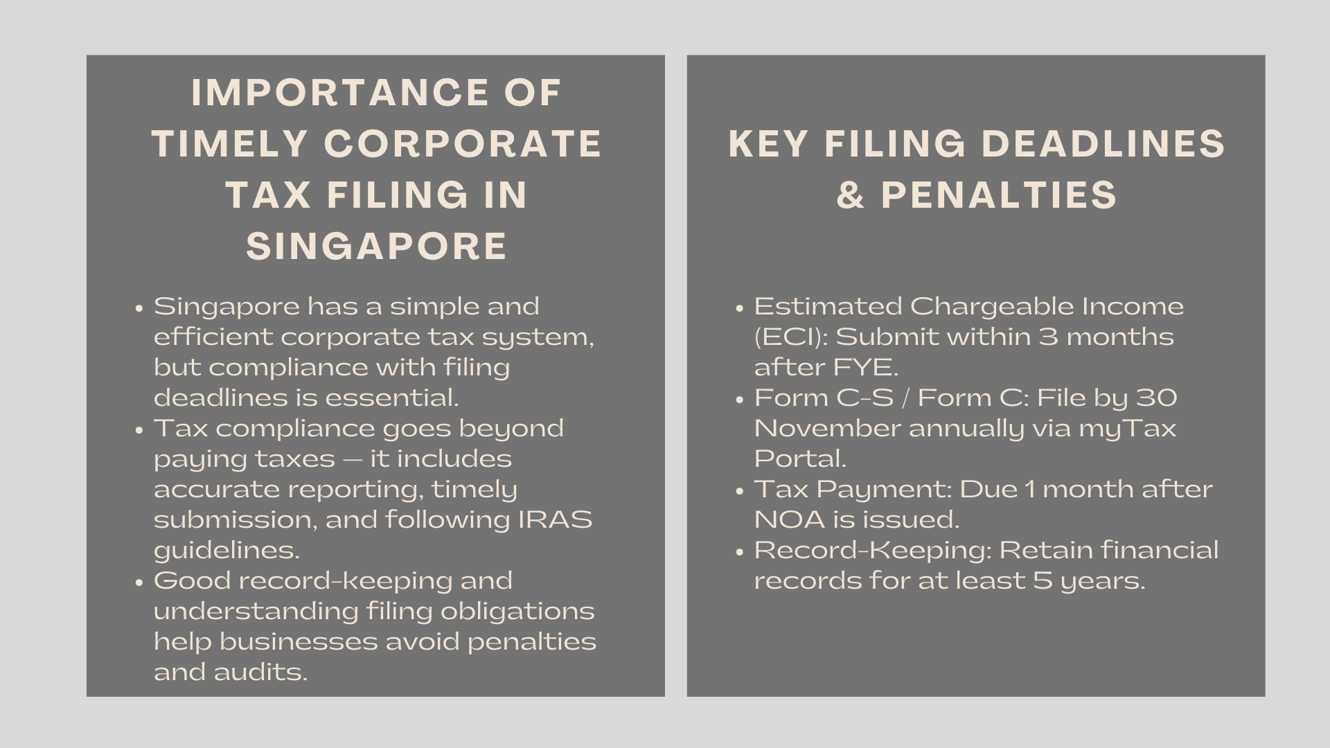 Corporate Tax Filing Deadlines and Penalties in Singapore