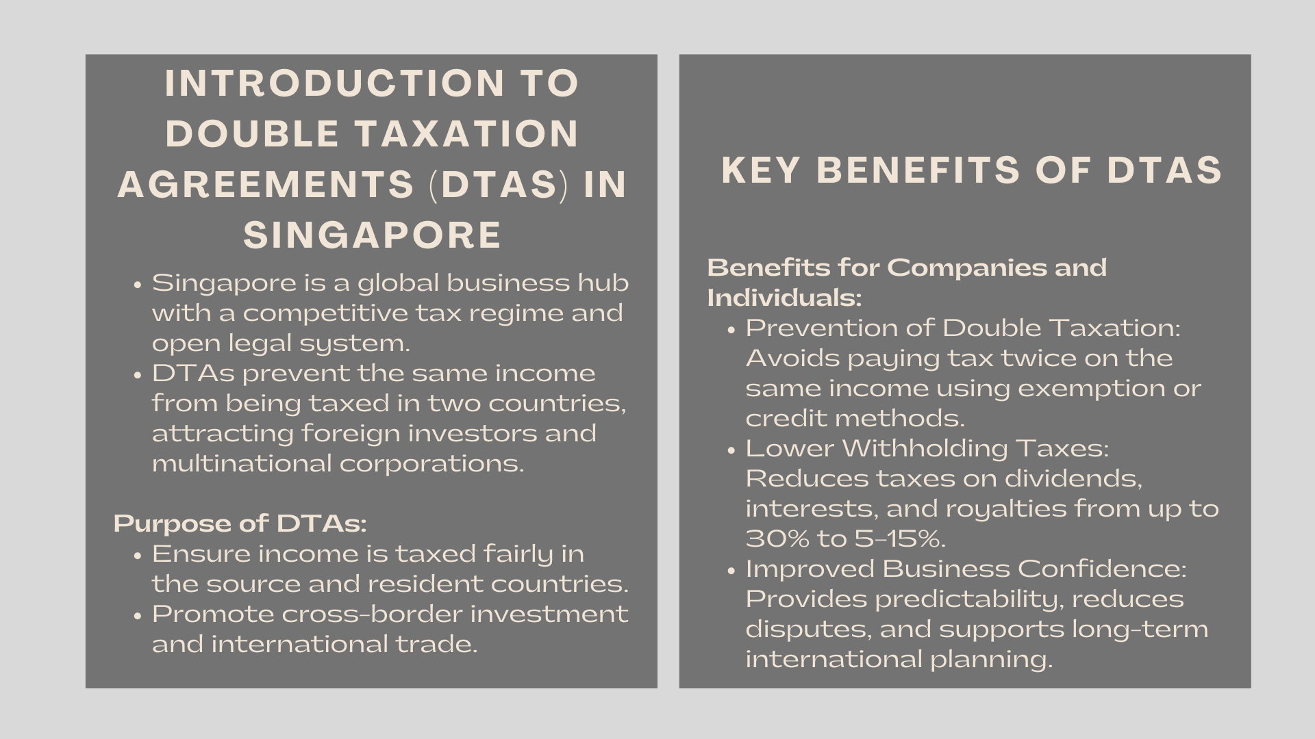 Double Taxation Agreements DTAs and Their Benefits in Singapore