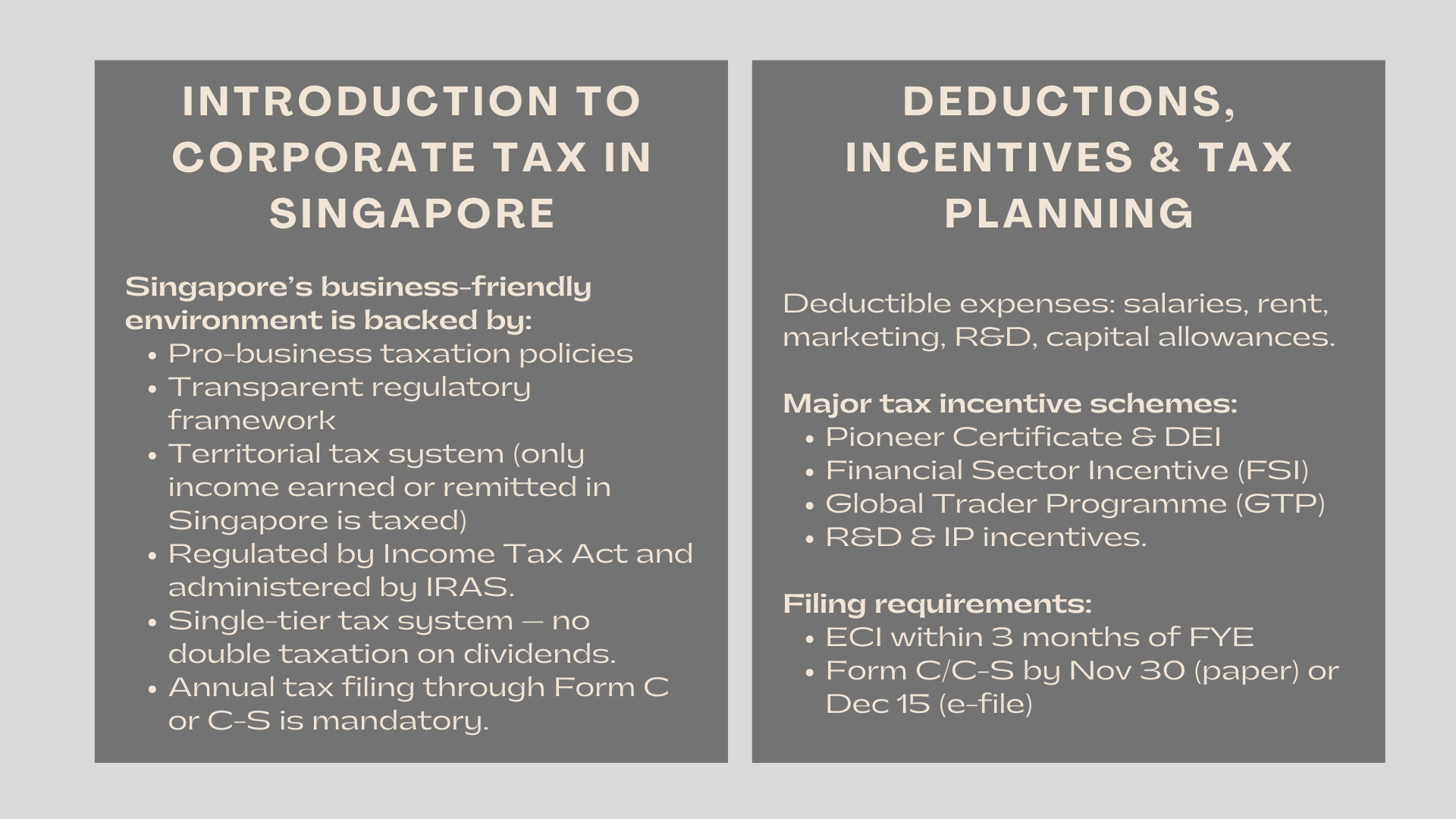 Overview of Corporate Tax in Singapore (Rates, Deductions & Exemptions)