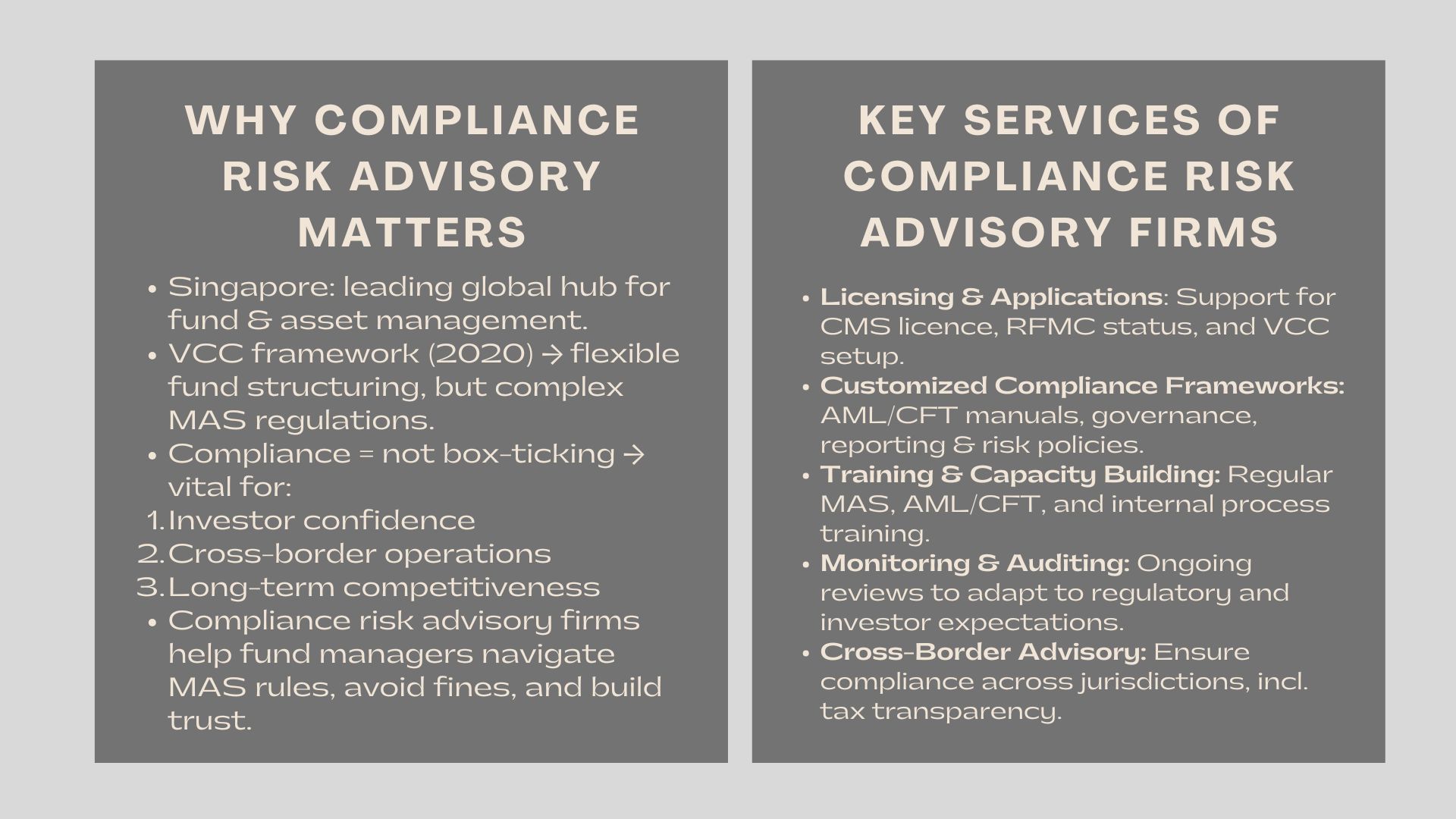 Top Compliance Risk Advisory Firms in Singapore for VCC and Fund Managers