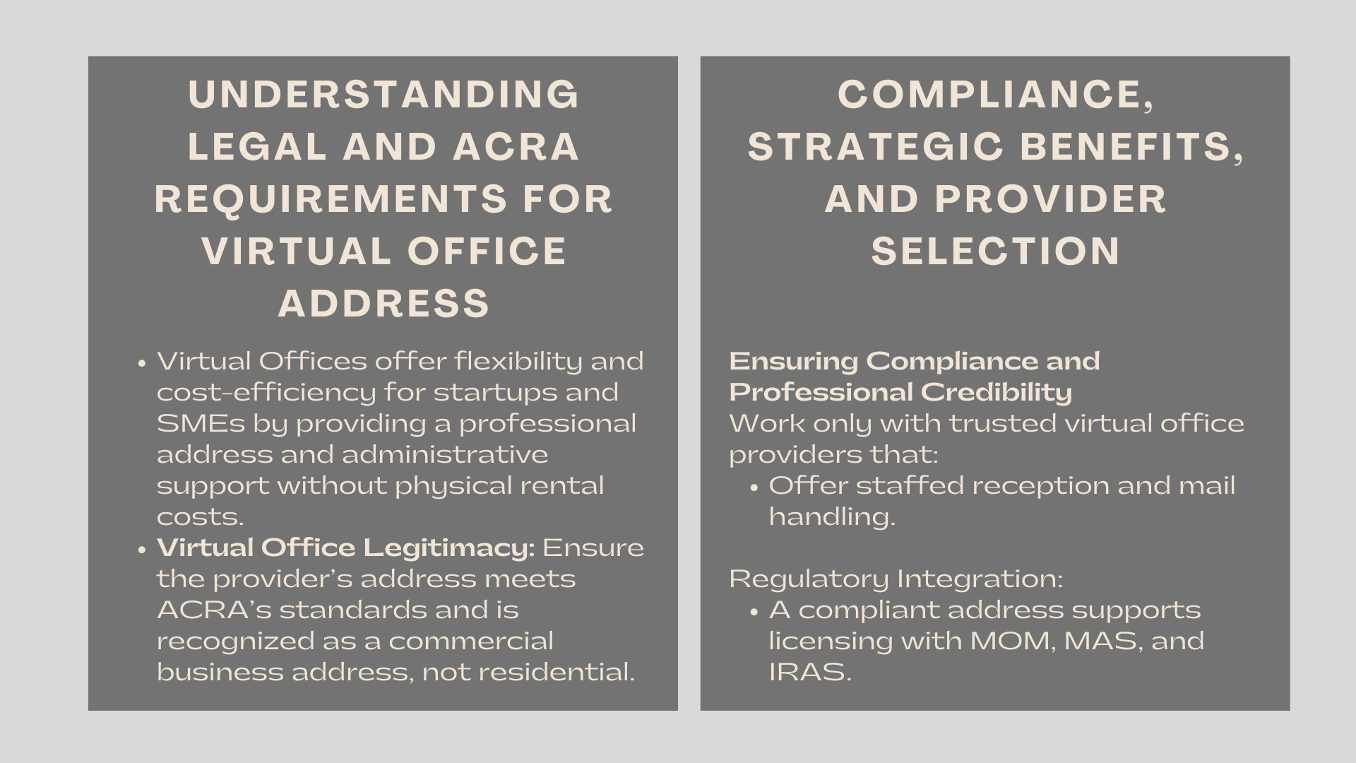 Legal and ACRA Requirements for Using a Virtual Office Address