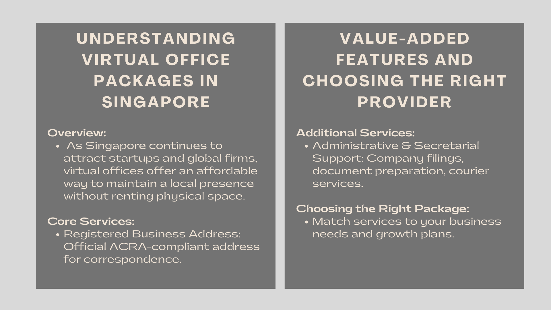 Services Typically Included in a Virtual Office Package