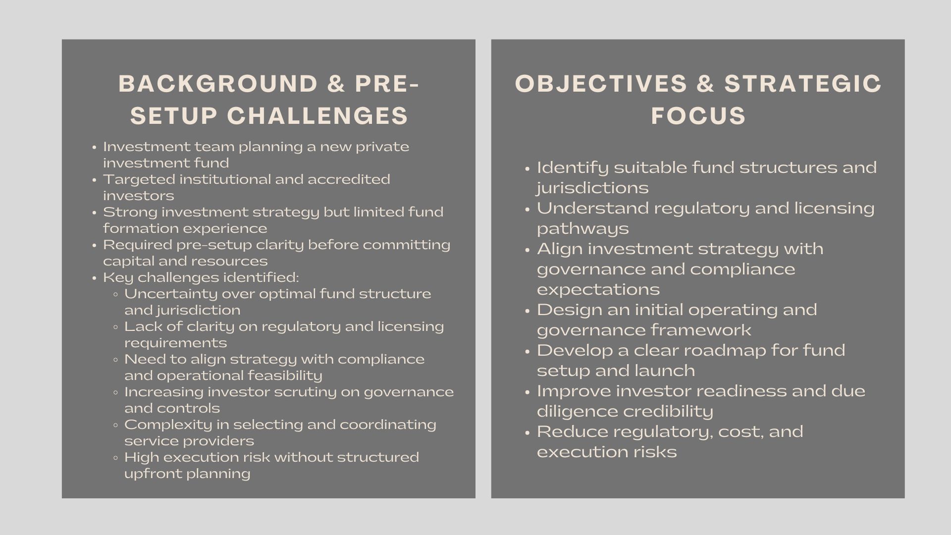 Case Study Pre-Setup Fund Advisory